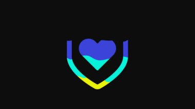 Yellow Immune system icon isolated on black background. Medical shield. 4K Video motion graphic animation.