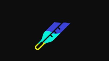 Yellow Medical thermometer for medical examination icon isolated on black background. 4K Video motion graphic animation.