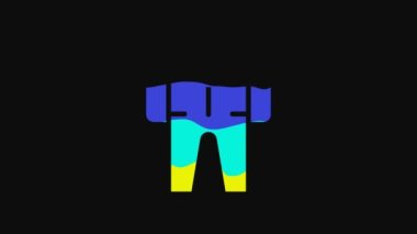 Yellow Beekeeper costume icon isolated on black background. Special protective uniform. 4K Video motion graphic animation.