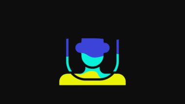 Yellow Beekeeper with protect hat icon isolated on black background. Special protective uniform. 4K Video motion graphic animation.