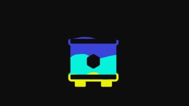 Yellow Honey extractor icon isolated on black background. Mechanical device for honey extraction from honeycombs. 4K Video motion graphic animation.