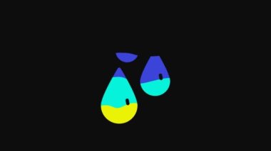 Yellow Drops of honey icon isolated on black background. Honey cells symbol. Sweet natural food. 4K Video motion graphic animation.