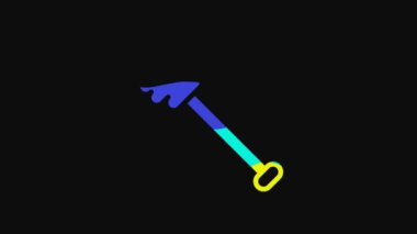 Yellow Honey dipper stick icon isolated on black background. Honey ladle. 4K Video motion graphic animation.