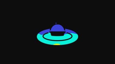 Yellow Fishing float in water icon isolated on black background. Fishing tackle. 4K Video motion graphic animation.