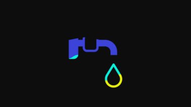 Yellow Water tap icon isolated on black background. 4K Video motion graphic animation.