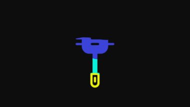 Yellow Toilet brush icon isolated on black background. Cleaning service concept. 4K Video motion graphic animation.