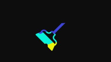 Yellow Mop icon isolated on black background. Cleaning service concept. 4K Video motion graphic animation.