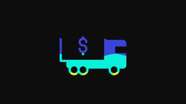 Yellow Armored Truck Icon Isolated Black Background Video Motion Graphic — Stock video