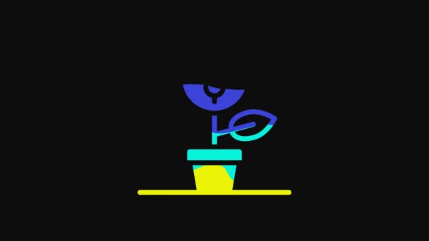 Yellow Dollar Plant Icon Isolated Black Background Business Investment Growth — Vídeo de Stock