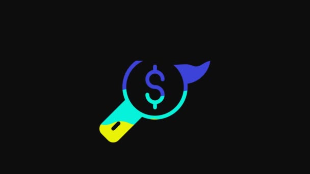 Yellow Repair Price Icon Isolated Black Background Dollar Wrench Video — Video Stock
