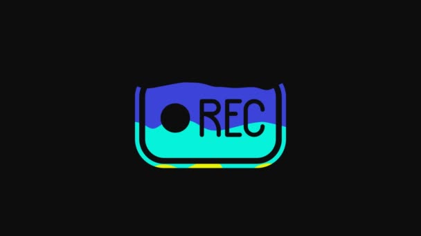 Yellow Record Button Icon Isolated Black Background Rec Button Video — Stock videók