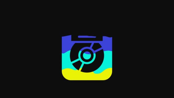 Yellow Disk Award Frame Icon Isolated Black Background Modern Ceremony — Wideo stockowe