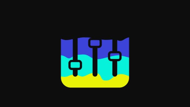 Yellow Sound Mixer Controller Icon Isolated Black Background Equipment Slider — 图库视频影像