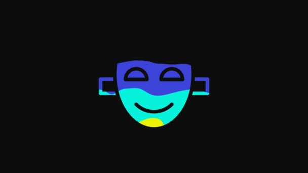 Yellow Comedy Theatrical Mask Icon Isolated Black Background Video Motion — Stock Video
