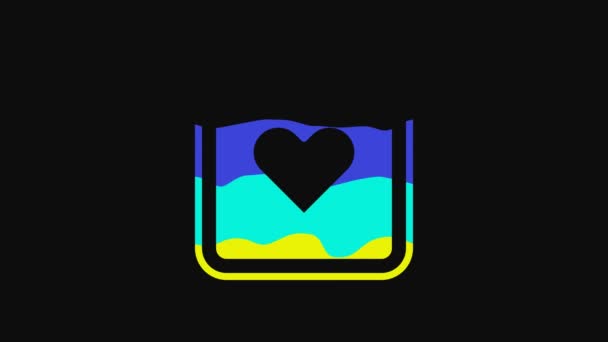 Yellow Heart Icon Isolated Black Background Counter Notification Icon Follower — 비디오