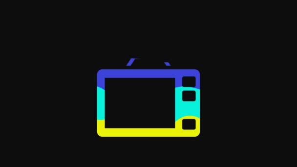 Yellow Retro Icon Isolated Black Background Television Sign Video Motion — Video