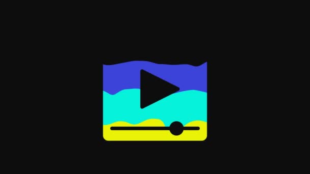 Yellow Online Play Video Icon Isolated Black Background Film Strip — Stok video