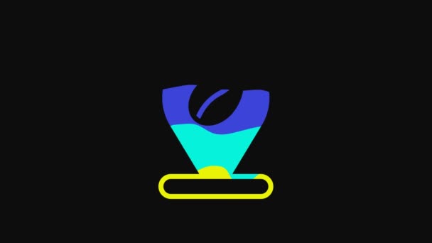 黄色位置与咖啡豆图标隔离在黑色背景 4K视频运动图形动画 — 图库视频影像