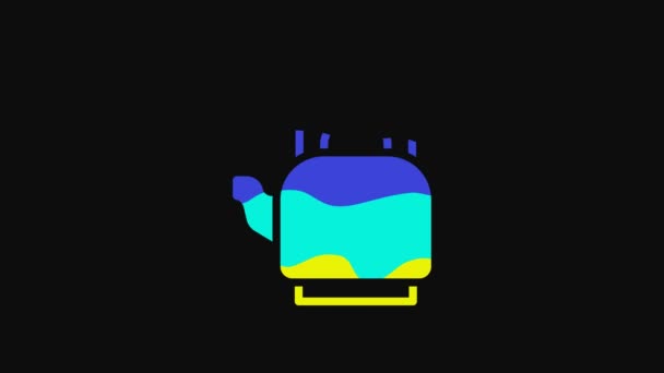 Yellow Kettle Handle Icon Isolated Black Background Teapot Icon Video — Stock Video
