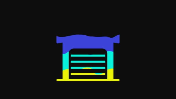 Yellow Warehouse Icon Isolated Black Background Video Motion Graphic Animation — Wideo stockowe