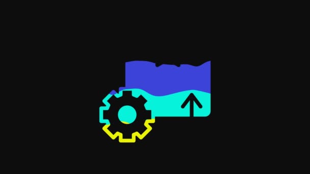 Yellow Gear Wheel Package Box Icon Isolated Black Background Box — Stockvideo
