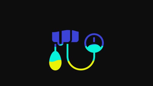 Yellow Blood Pressure Icon Isolated Black Background Video Motion Graphic — 图库视频影像