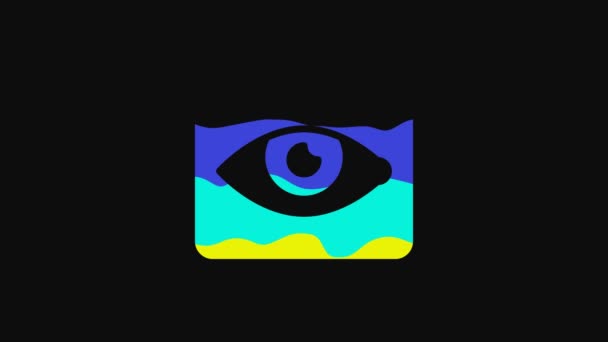 Yellow Red Eye Effect Icon Isolated Black Background Eye Redness — Stockvideo