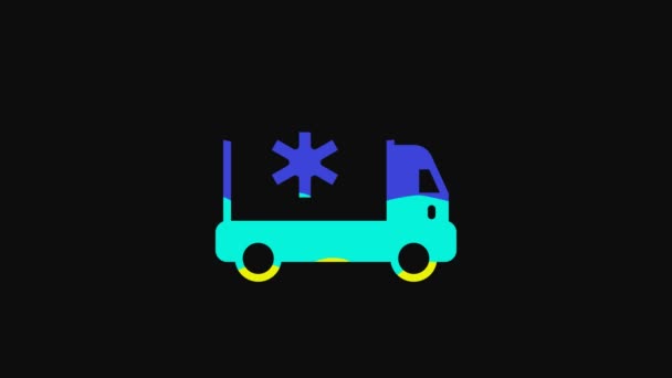 Yellow Ambulance Emergency Car Icon Isolated Black Background Ambulance Vehicle — Stock videók