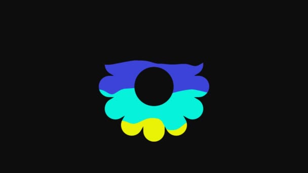 Icona Fiore Giallo Isolato Sfondo Nero Dolce Cibo Naturale Animazione — Video Stock
