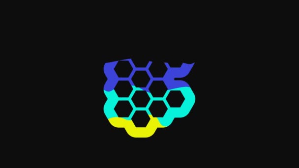 Yellow Honeycomb Icon Isolated Black Background Honey Cells Symbol Sweet — Stock Video