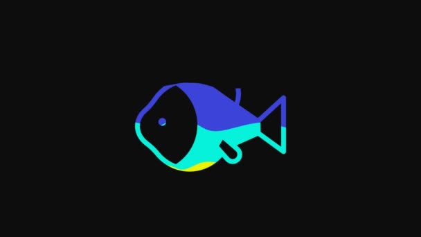 Gelbes Fisch Symbol Isoliert Auf Schwarzem Hintergrund Video Motion Grafik — Stockvideo