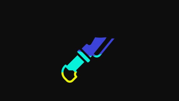 Yellow Knife Icon Isolated Black Background Cutlery Symbol Video Motion — Video