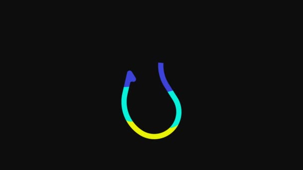 Yellow Fishing Hook Icon Isolated Black Background Fishing Tackle Video — Vídeo de stock