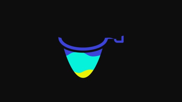 Жовта Ікона Рибальства Ізольована Чорному Тлі Рибна Ловля Відеографічна Анімація — стокове відео