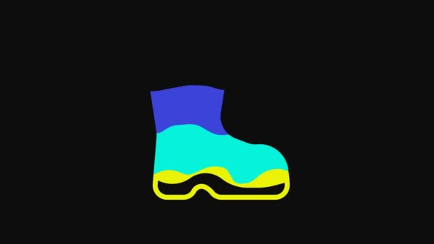 Yellow Fishing Boots Icon Isolated Black Background Waterproof Rubber Boot — Video Stock