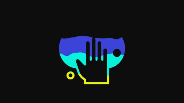 黑色背景上孤立的黄色海绵图标 洗碗用的大杂烩 清洁服务标志 4K视频运动图形动画 — 图库视频影像