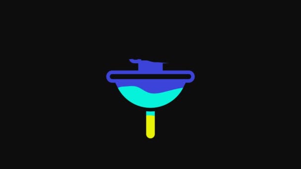 Yellow Washbasin Water Tap Icon Isolated Black Background Video Motion — Vídeo de stock