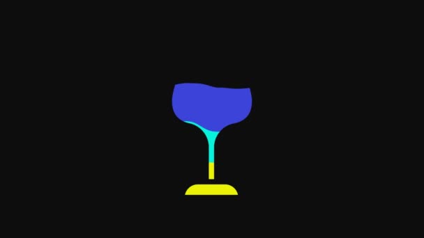 Yellow Wine Glass Icon Isolated Black Background Wineglass Sign Video — Vídeos de Stock