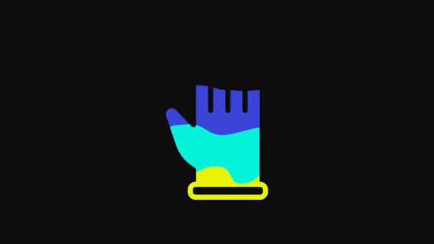 Жовті Гумові Рукавички Ізольовані Чорному Тлі Знак Захисту Латексних Рук — стокове відео
