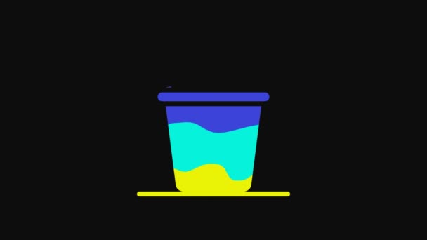 Yellow Bucket Icon Isolated Black Background Video Motion Graphic Animation — Stock video