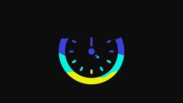 Ícone Relógio Amarelo Isolado Fundo Preto Símbolo Temporal Animação Gráfica — Vídeo de Stock