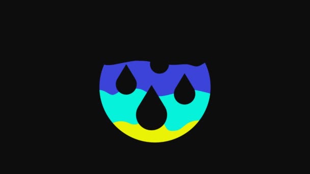 Yellow Water Drop Icon Isolated Black Background Video Motion Graphic — Video Stock