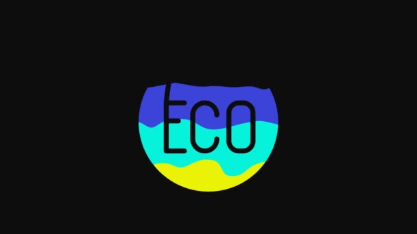 Yellow Banner Label Tag Logo Eco Green Healthy Food Icon — Wideo stockowe