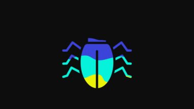 Yellow Colorado beetle icon isolated on black background. 4K Video motion graphic animation.