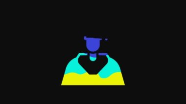 Yellow Graduate and graduation cap icon isolated on black background. 4K Video motion graphic animation.