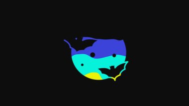 Yellow Moon and stars icon isolated on black background. Cloudy night sign. Sleep dreams symbol. Full moon. Night or bed time sign. 4K Video motion graphic animation.