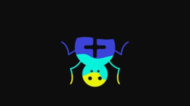 Yellow Spider icon isolated on black background. Happy Halloween party. 4K Video motion graphic animation.
