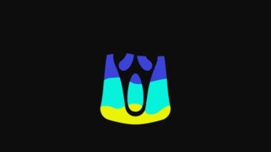 Yellow Funny and scary ghost mask for Halloween icon isolated on black background. Happy Halloween party. 4K Video motion graphic animation.