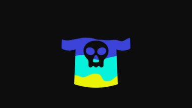 Yellow Shirt with skull icon isolated on black background. Happy Halloween party. 4K Video motion graphic animation.
