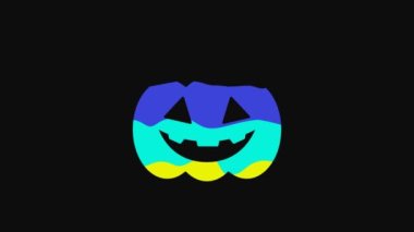Yellow Pumpkin icon isolated on black background. Happy Halloween party. 4K Video motion graphic animation.